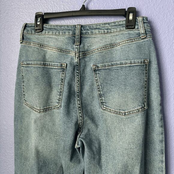 HT Denim Mom Jean Tapered Leg Light Wash High Rise 7 90s Style Cotton Relaxed - Picture 6 of 7